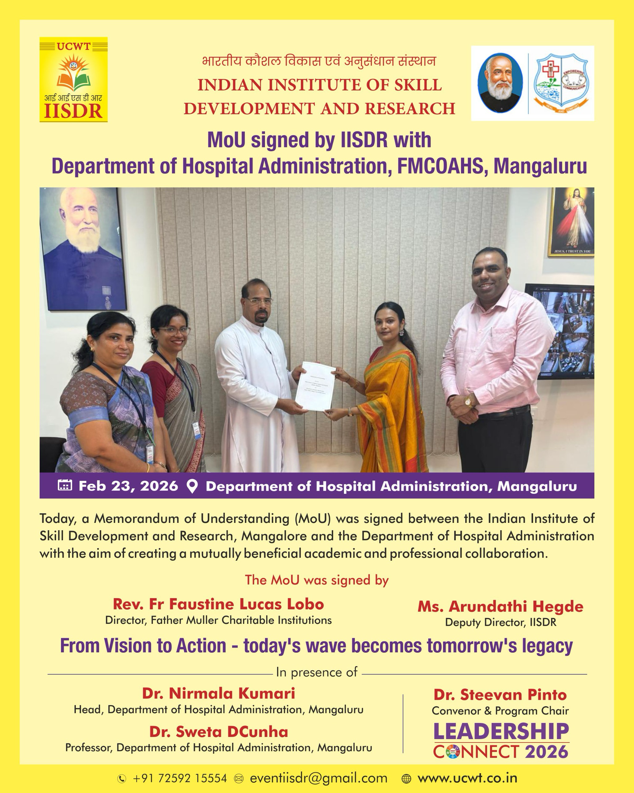 MoU with Hospital Administration Mangalore